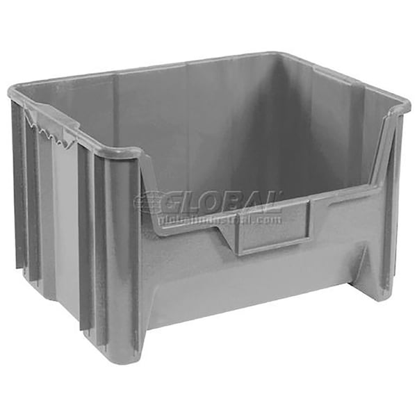 Storage Bin, Plastic, Gray, 19-7/8 in W